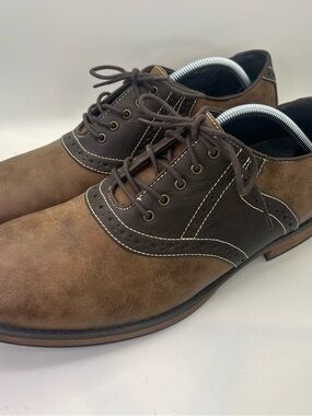 IZOD Memory Foam Size 12 Oxford Lace Up Brown 2 Tone KingFisher/055110